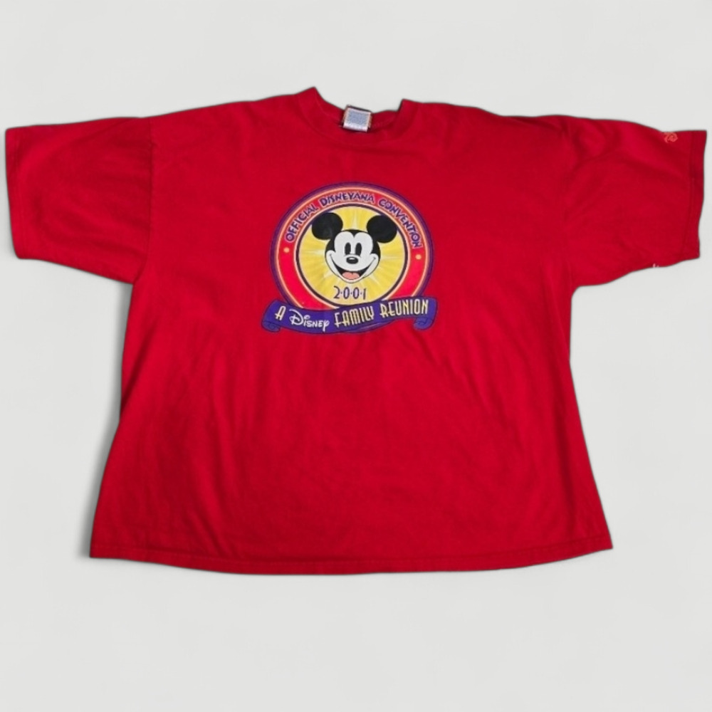 Vintage Y2K Disney Red 2001 Disneyana Convention Family Reunion Graphic Tee XXXL